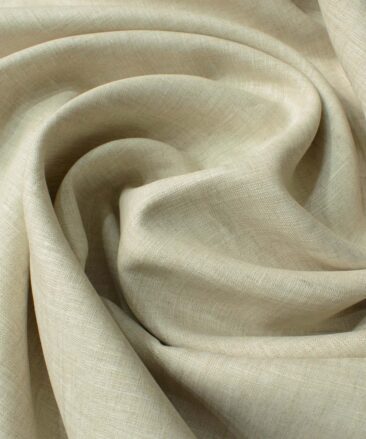 Linen Club Men's Pure Linen 60 LEA Self Design 2.25 Meter Unstitched Shirting Fabric (Tan Beige)