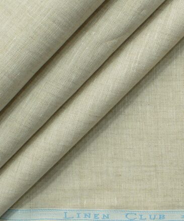 Linen Club Men's Pure Linen 60 LEA Self Design 2.25 Meter Unstitched Shirting Fabric (Tan Beige)