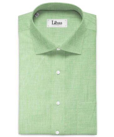 Linen Club Men's Pure Linen 60 LEA Self Design 2.25 Meter Unstitched Shirting Fabric (Light Green)