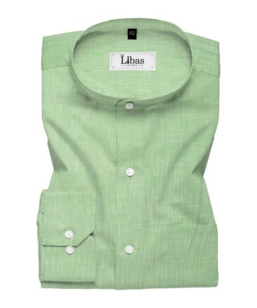 Linen Club Men's Pure Linen 60 LEA Self Design 2.25 Meter Unstitched Shirting Fabric (Light Green)