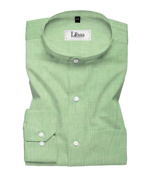 Linen Club Men's Pure Linen 60 LEA Self Design 2.25 Meter Unstitched Shirting Fabric (Light Green)