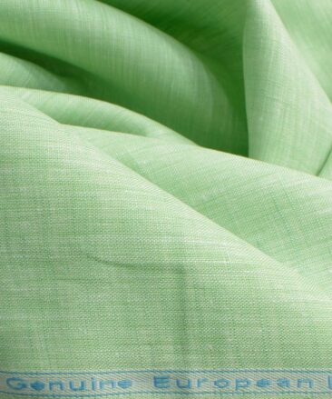 Linen Club Men's Pure Linen 60 LEA Self Design 2.25 Meter Unstitched Shirting Fabric (Light Green)