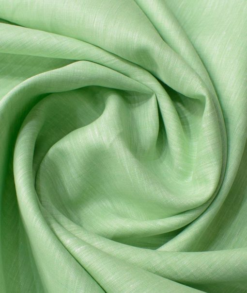 Linen Club Men's Pure Linen 60 LEA Self Design 2.25 Meter Unstitched Shirting Fabric (Light Green)