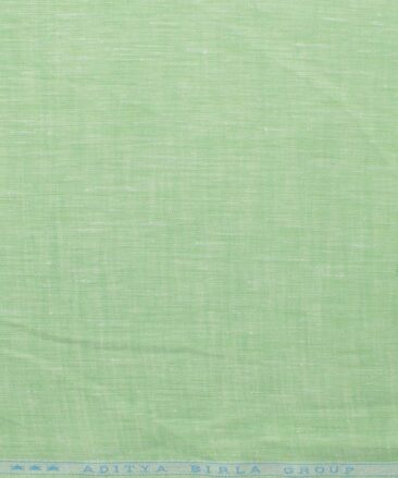 Linen Club Men's Pure Linen 60 LEA Self Design 2.25 Meter Unstitched Shirting Fabric (Light Green)