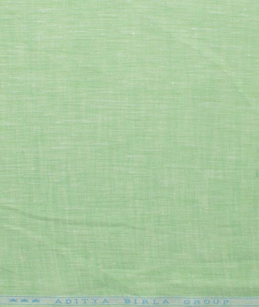 Linen Club Men's Pure Linen 60 LEA Self Design 2.25 Meter Unstitched Shirting Fabric (Light Green)