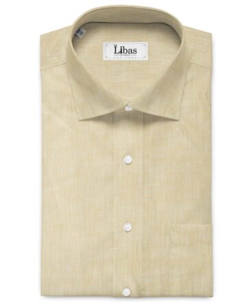 Linen Club Men's Pure Linen 60 LEA Self Design 2.25 Meter Unstitched Shirting Fabric (Light Latte Beige)