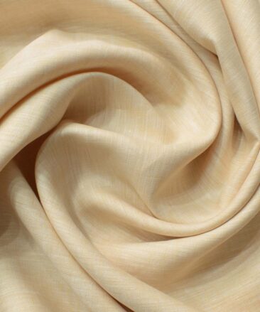 Linen Club Men's Pure Linen 60 LEA Self Design 2.25 Meter Unstitched Shirting Fabric (Light Latte Beige)