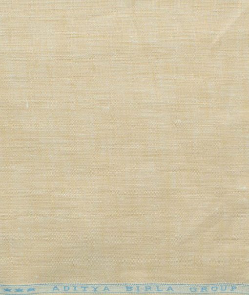 Linen Club Men's Pure Linen 60 LEA Self Design 2.25 Meter Unstitched Shirting Fabric (Light Latte Beige)