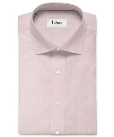 Linen Club Men's Pure Linen 60 LEA Self Design 2.25 Meter Unstitched Shirting Fabric (Light Pink)