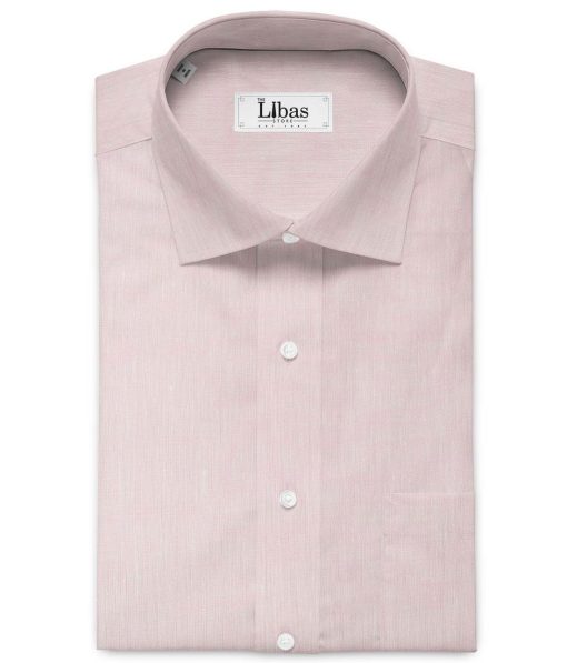 Linen Club Men's Pure Linen 60 LEA Self Design 2.25 Meter Unstitched Shirting Fabric (Light Pink)