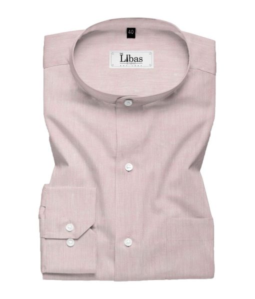 Linen Club Men's Pure Linen 60 LEA Self Design 2.25 Meter Unstitched Shirting Fabric (Light Pink)