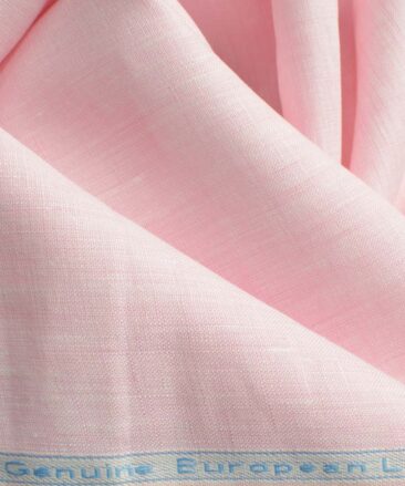 Linen Club Men's Pure Linen 60 LEA Self Design 2.25 Meter Unstitched Shirting Fabric (Light Pink)