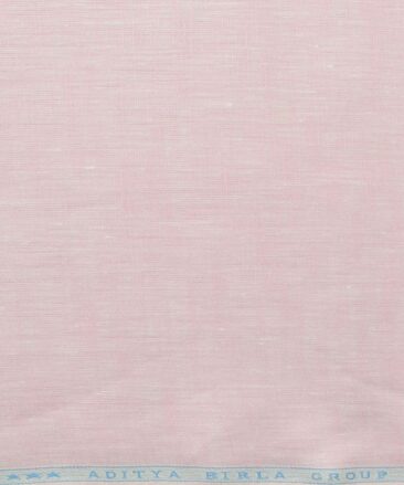 Linen Club Men's Pure Linen 60 LEA Self Design 2.25 Meter Unstitched Shirting Fabric (Light Pink)