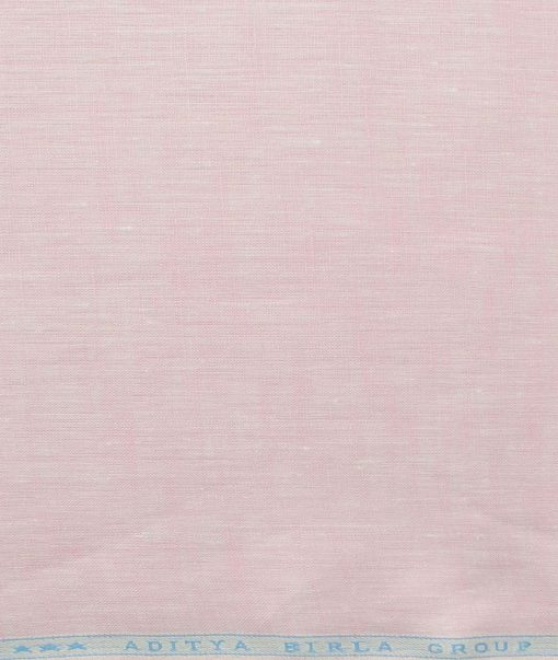 Linen Club Men's Pure Linen 60 LEA Self Design 2.25 Meter Unstitched Shirting Fabric (Light Pink)