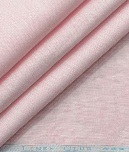 Linen Club Men's Pure Linen 60 LEA Self Design 2.25 Meter Unstitched Shirting Fabric (Light Pink)