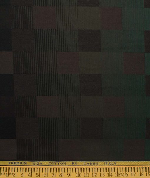 Cadini Men's Giza Cotton Checks 2.25 Meter Unstitched Shirting Fabric (Dark Sea Green)