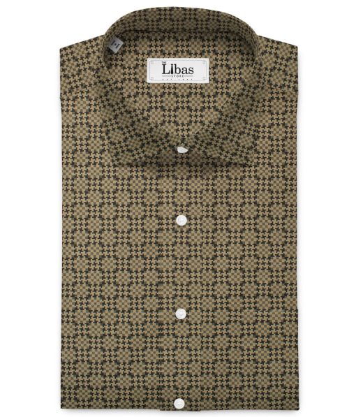 Cadini Men's Premium Cotton Printed 2.25 Meter Unstitched Shirting Fabric (Light Brown)