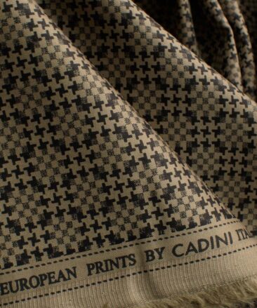 Cadini Men's Premium Cotton Printed 2.25 Meter Unstitched Shirting Fabric (Light Brown)