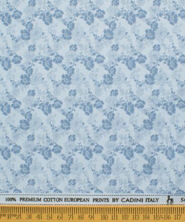 Cadini Men's Premium Cotton Printed 2.25 Meter Unstitched Shirting Fabric (Sky Blue)