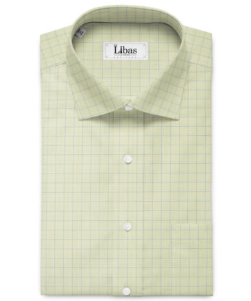 Cadini Men's Pure Cotton Checks 2.25 Meter Unstitched Shirting Fabric (Banana Yellow)