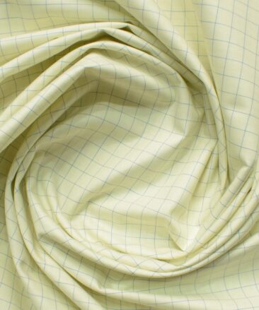 Cadini Men's Pure Cotton Checks 2.25 Meter Unstitched Shirting Fabric (Banana Yellow)