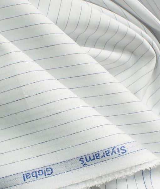 Cadini Men's Pure Cotton Striped 2.25 Meter Unstitched Shirting Fabric (White & Black)