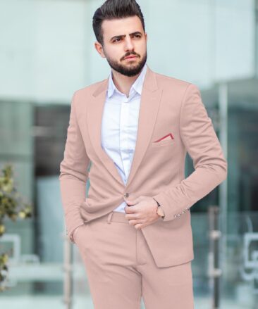 Canetti by Cadini Italy Men's Terry Rayon Solids 3.75 Meter Unstitched Suiting Fabric (Blush Pink)