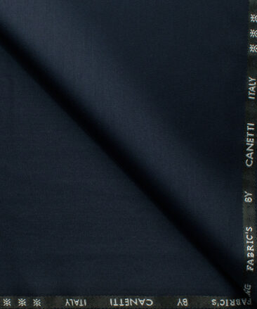 Canetti by Cadini Italy Men's Terry Rayon Solids 3.75 Meter Unstitched Suiting Fabric (Dark Blue)