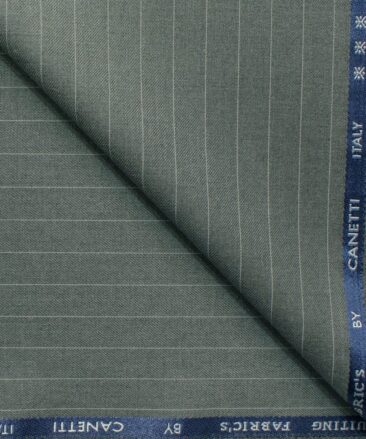 Canetti by Cadini Italy Men's Terry Rayon Striped 3.75 Meter Unstitched Suiting Fabric (Worsted Grey)