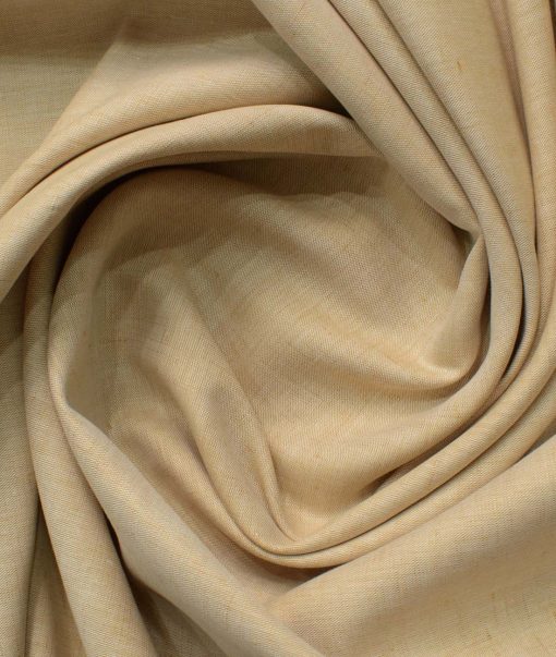 Cavallo Men's Cotton Linen Self Design 2.25 Meter Unstitched Shirting Fabric (Sand Beige)