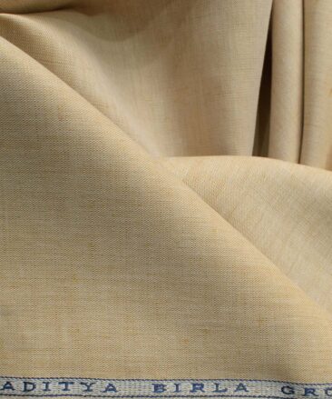 Cavallo Men's Cotton Linen Self Design 2.25 Meter Unstitched Shirting Fabric (Sand Beige)