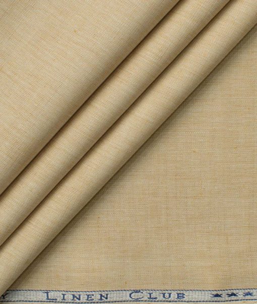 Cavallo Men's Cotton Linen Self Design 2.25 Meter Unstitched Shirting Fabric (Sand Beige)