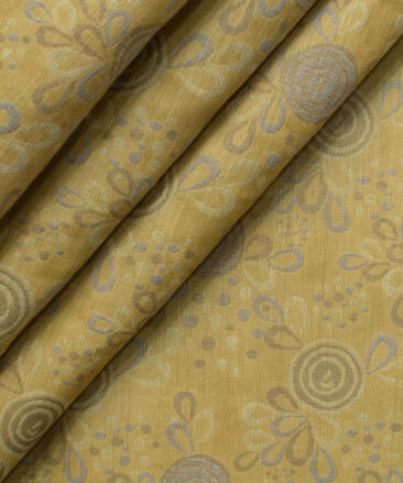 Exquisite Men's Cotton Blend Self Design 2.25 Meter Unstitched Shirting Fabric (Buttermilk Beige)