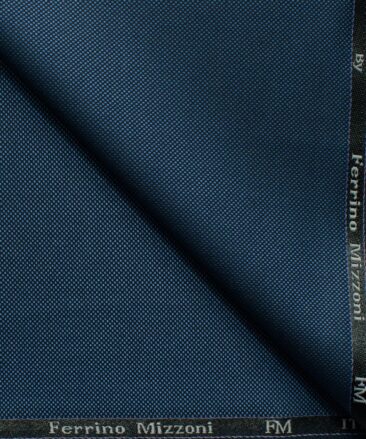 Ferrino Mizzoni Men's Terry Rayon Structured 3.75 Meter Unstitched Suiting Fabric (Aegean Blue)