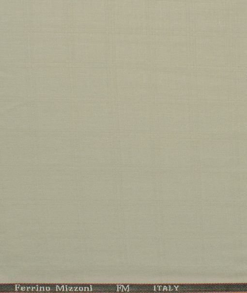 Ferrino Mizzoni Men's Terry Rayon Checks 3.75 Meter Unstitched Suiting Fabric (Bone Beige)