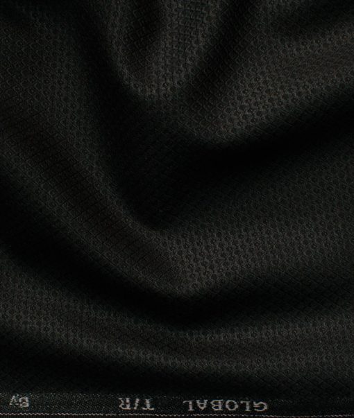 Ferrino Mizzoni Men's Terry Rayon Structured 3.75 Meter Unstitched Suiting Fabric (Black)