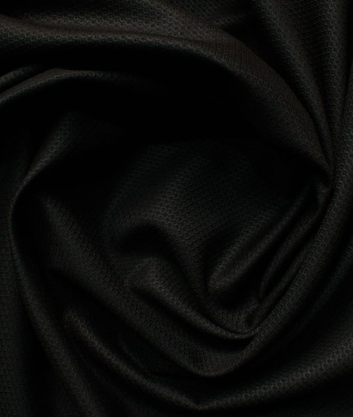 Ferrino Mizzoni Men's Terry Rayon Structured 3.75 Meter Unstitched Suiting Fabric (Black)