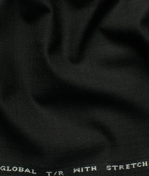 Ferrino Mizzoni Men's Terry Rayon Checks 3.75 Meter Unstitched Stretchable Suiting Fabric (Black)