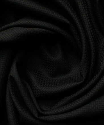 Godstra Men's Terry Rayon Structured 3.75 Meter Unstitched Suiting Fabric (Black)