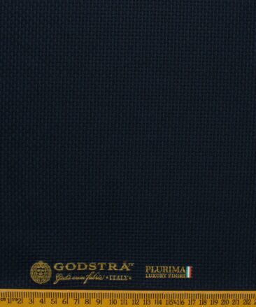 Godstra Men's Terry Rayon Structured 3.75 Meter Unstitched Suiting Fabric (Dark Royal Blue)