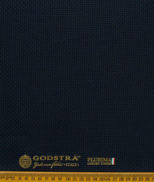 Godstra Men's Terry Rayon Structured 3.75 Meter Unstitched Suiting Fabric (Dark Royal Blue)