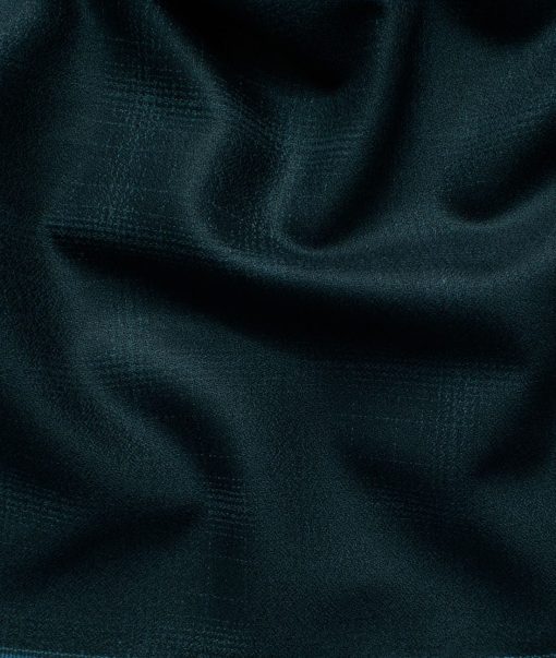 Italian Channel Men's Terry Rayon Checks 3.75 Meter Unstitched Suiting Fabric (Dark Ocean Green)