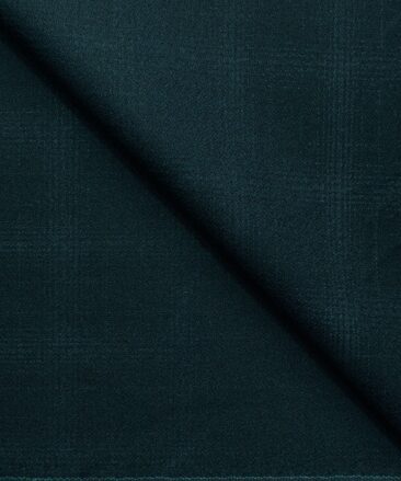 Italian Channel Men's Terry Rayon Checks 3.75 Meter Unstitched Suiting Fabric (Dark Ocean Green)