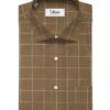 Raymond Men's Technosmart Cotton Checks 2.25 Meter Unstitched Shirting Fabric (Coffee Brown)