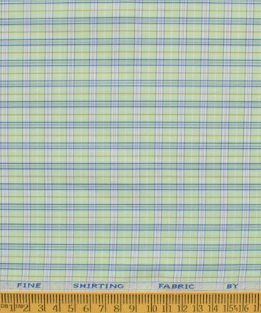 Raymond Men's Cotton Blend Wrinkle Free Checks 2.25 Meter Unstitched Shirting Fabric (Olive Green)