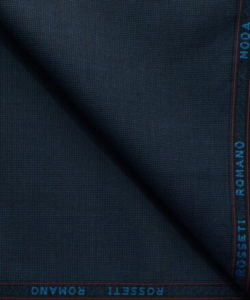 Rosseti Romano Men's Terry Rayon Structured 3.75 Meter Unstitched Suiting Fabric (Dark Blue)