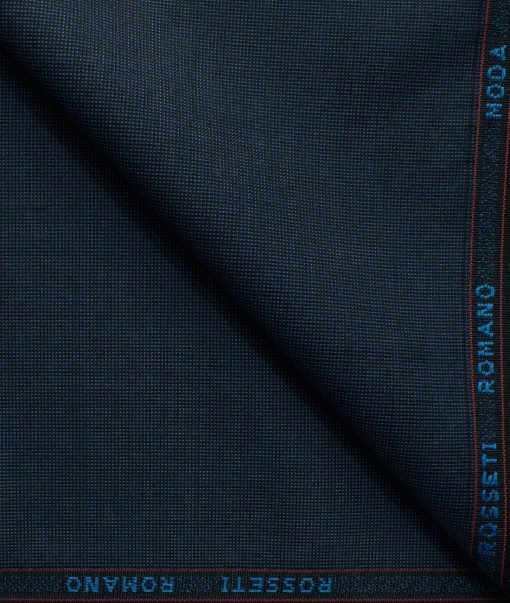 Rosseti Romano Men's Terry Rayon Structured 3.75 Meter Unstitched Suiting Fabric (Dark Blue)