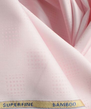 Siyaram's Men's Bamboo Self Design 2.25 Meter Unstitched Shirting Fabric (Pink)