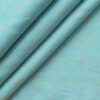 Linen Club Men's 100% Linen 60 LEA Checks 3.75 Meter Unstitched Suiting Fabric (Teal Blue)