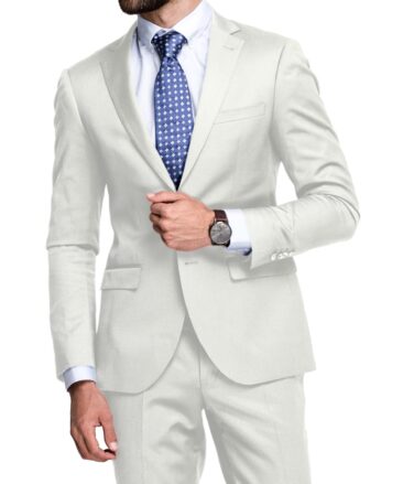 Linen Club Men's 100% Linen 25 LEA Solids 3.75 Meter Unstitched Suiting Fabric (Milky White)